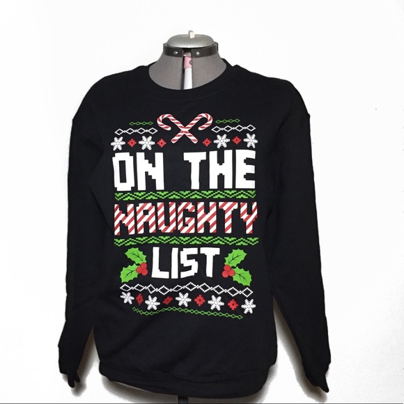 Tops - Unworn On Naughty List Black Holiday Sweatshirt M